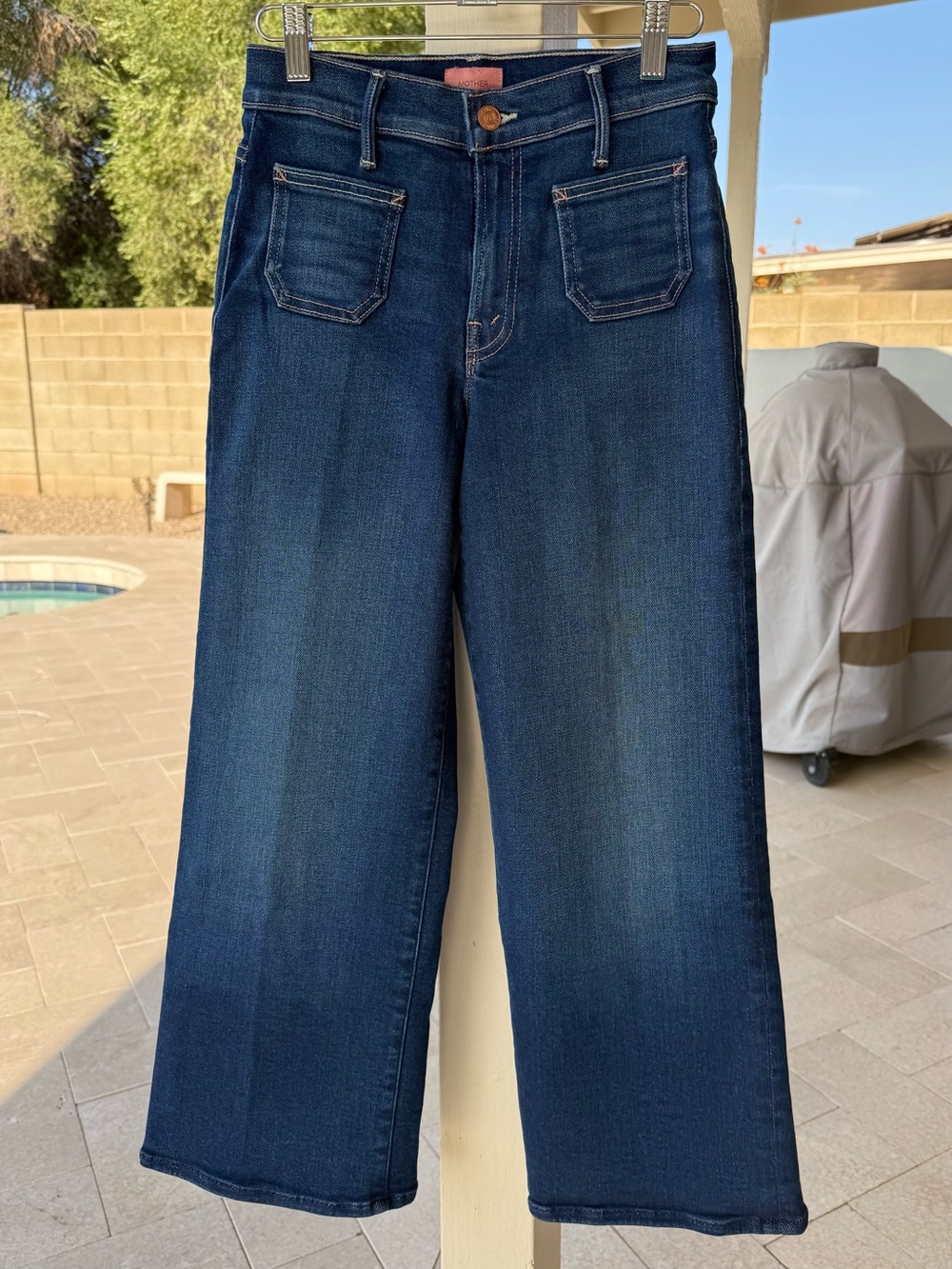 MOTHER Lil Patch Pocket Mid Rise Maven Ankle Wide Leg Jeans in Cocktail Hour 23 - Picture 8 of 12